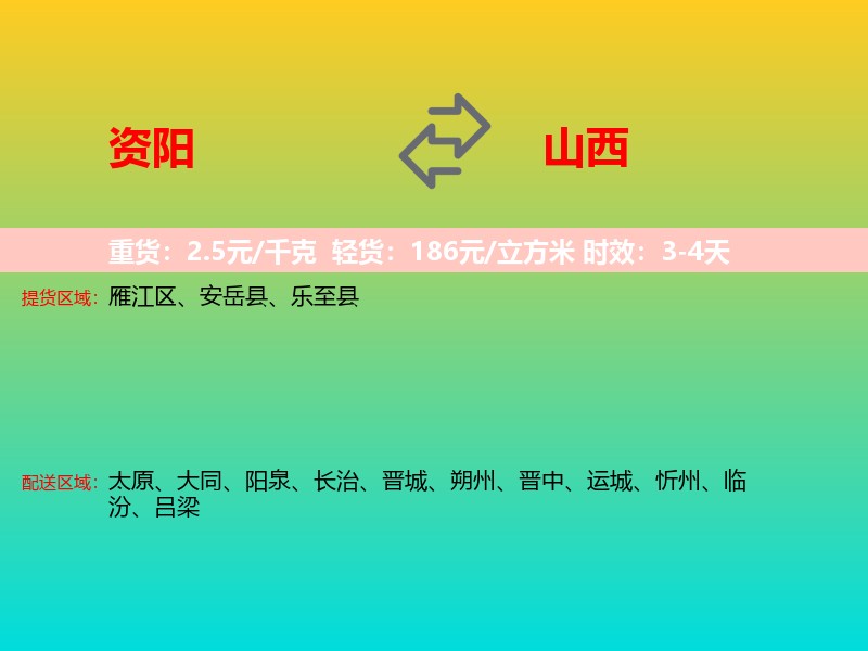 资阳到山西长途搬家