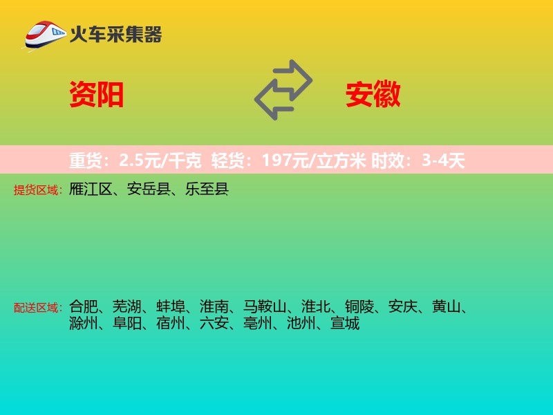 资阳到安徽物流专线