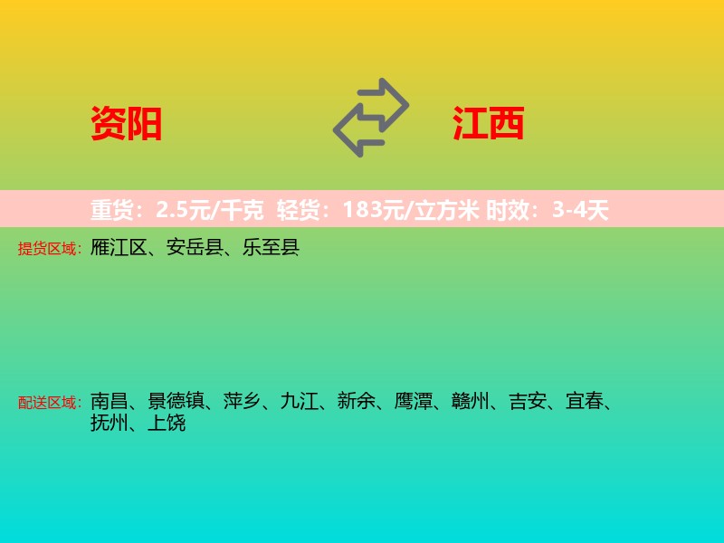 资阳到江西长途搬家