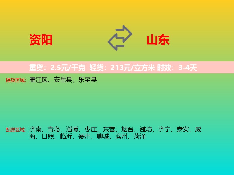 资阳到山东长途搬家