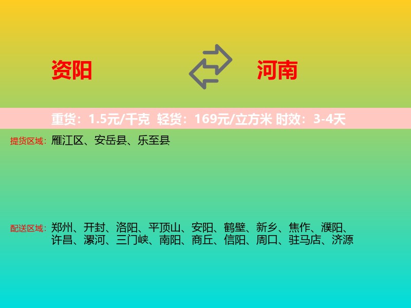 资阳到河南长途搬家