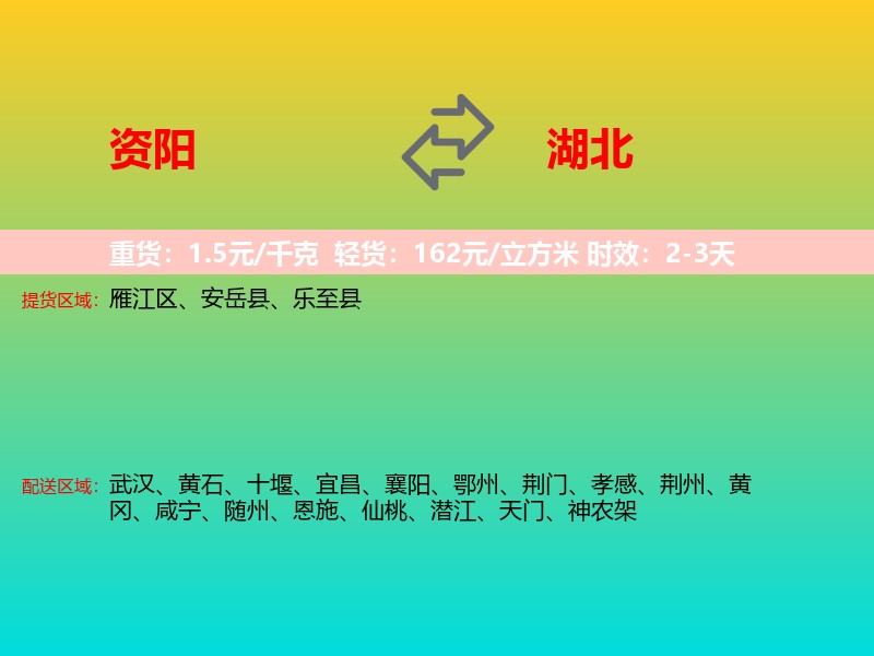资阳到湖北长途搬家