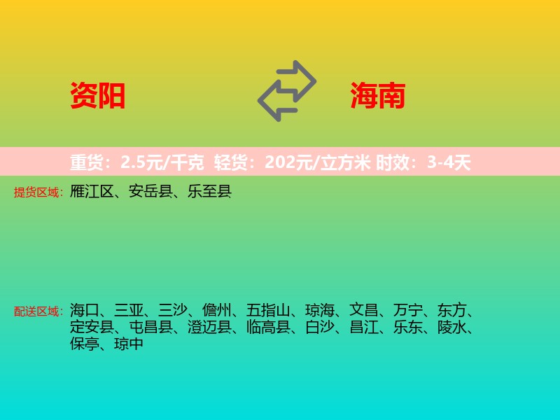 资阳到海南长途搬家