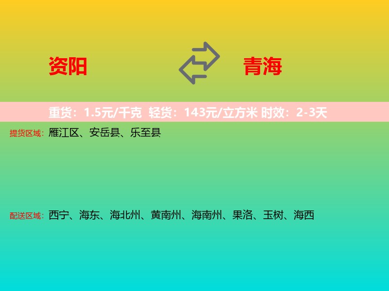 资阳到青海长途搬家