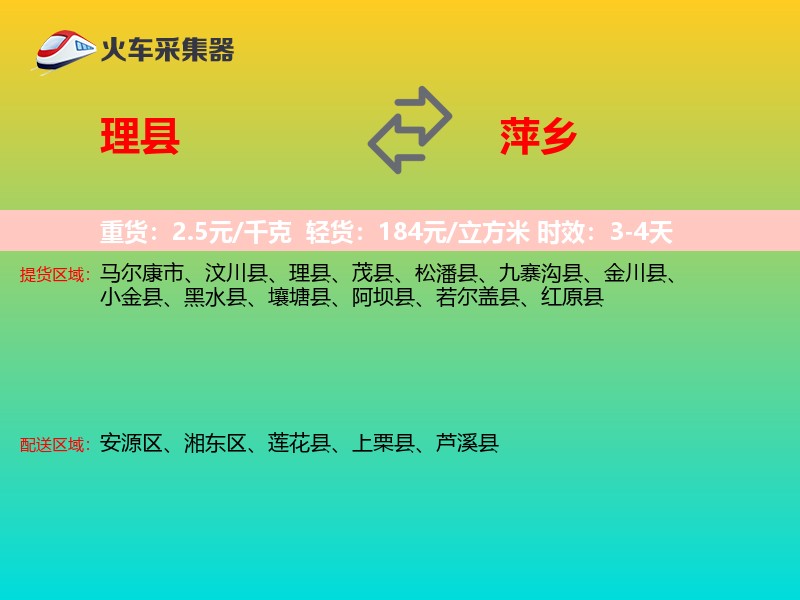 理县到萍乡物流专线