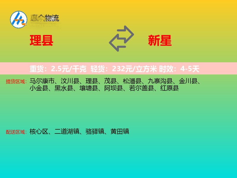 理县到新星物流专线