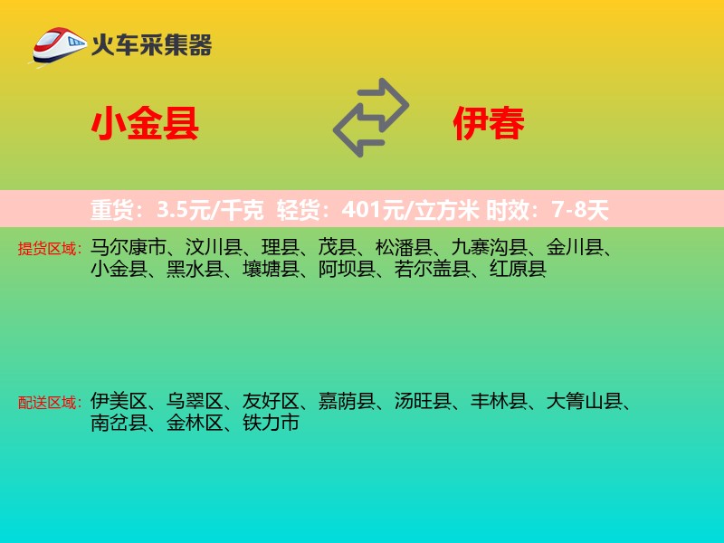 小金县到伊春物流专线