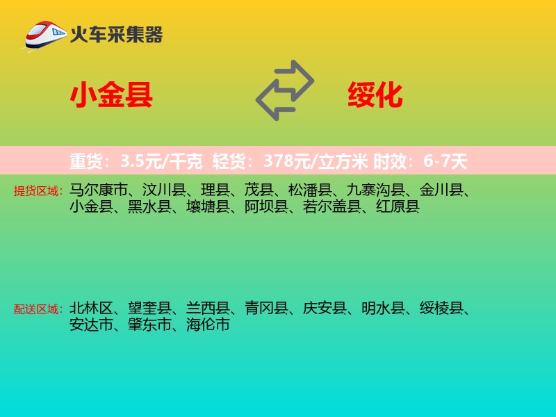 小金县到绥化物流专线