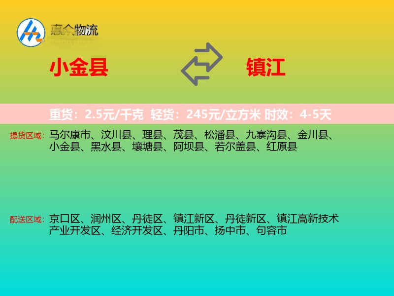 小金县到镇江物流专线