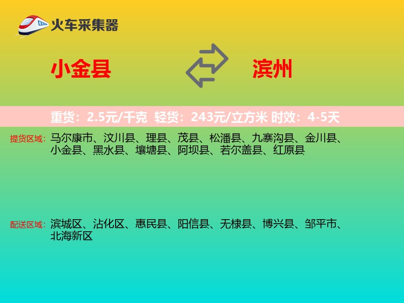 小金县到滨州物流专线