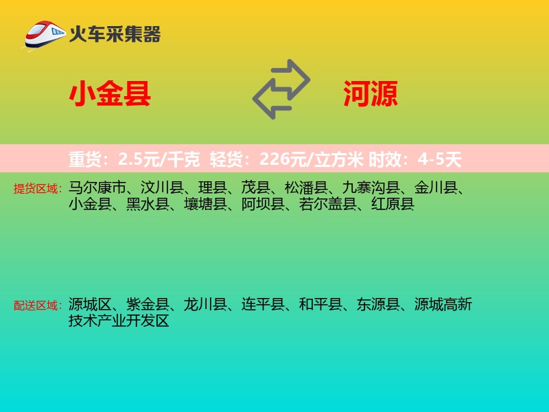 小金县到河源物流专线