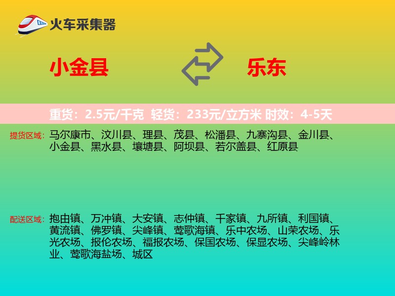 小金县到乐东物流专线