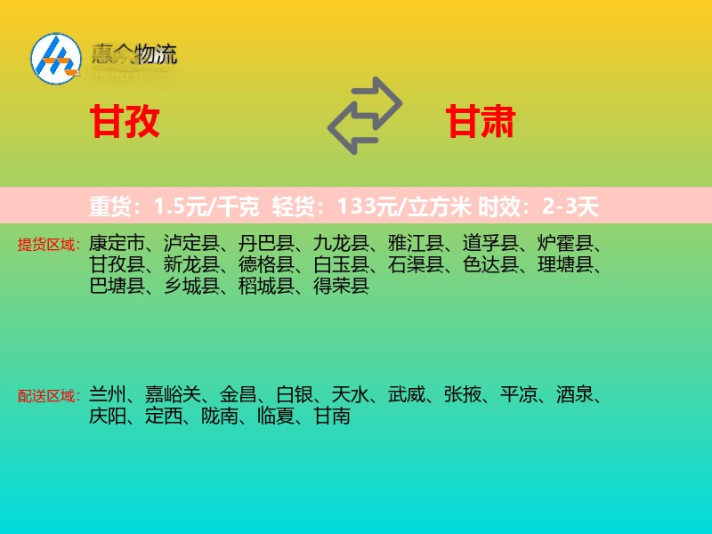 甘孜到甘肃轿车托运
