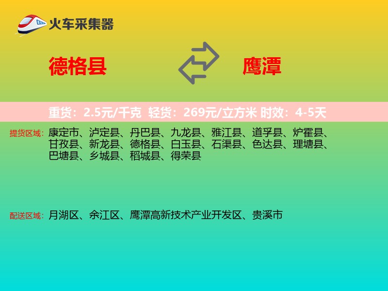 德格县到鹰潭物流专线