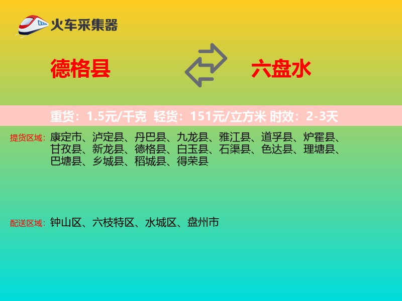 德格县到六盘水物流专线