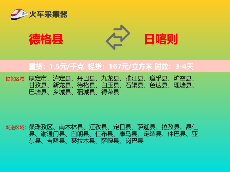 德格县到日喀则物流专线
