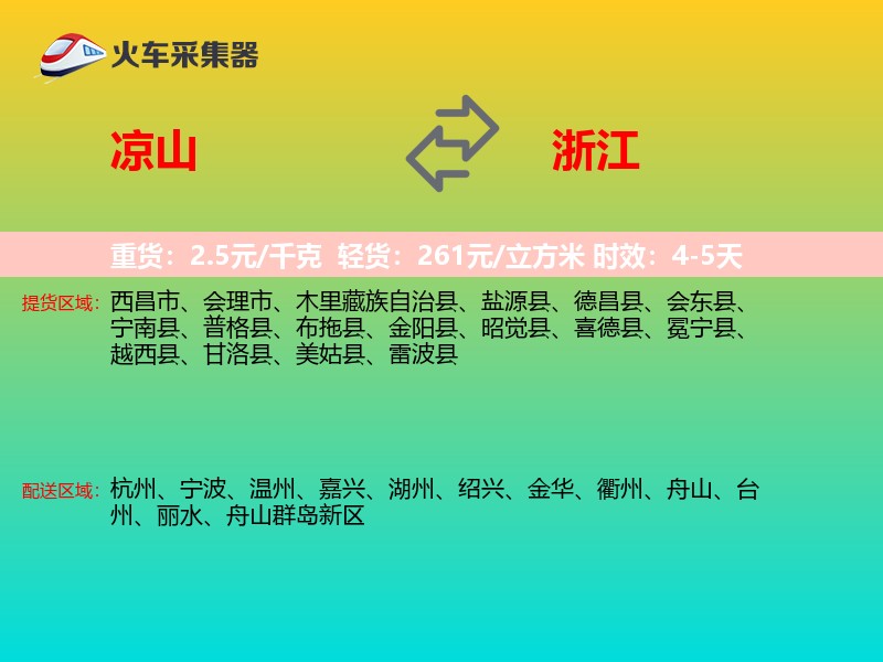 凉山到浙江物流专线