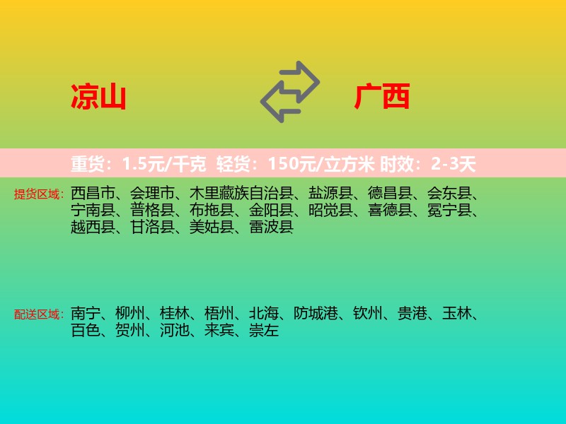 凉山到广西长途搬家