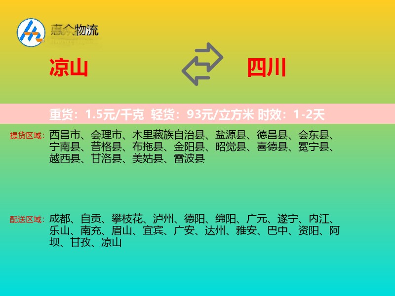 凉山到四川长途搬家