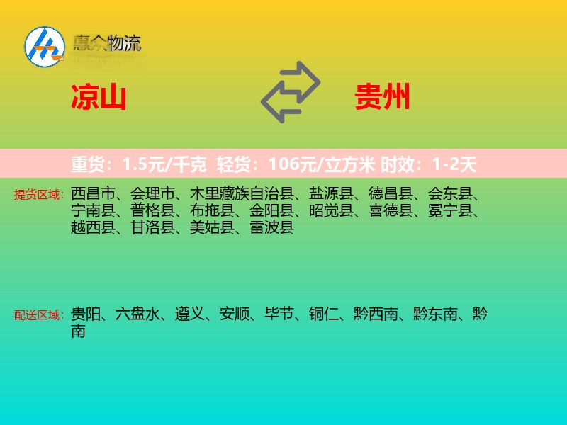 凉山到贵州长途搬家