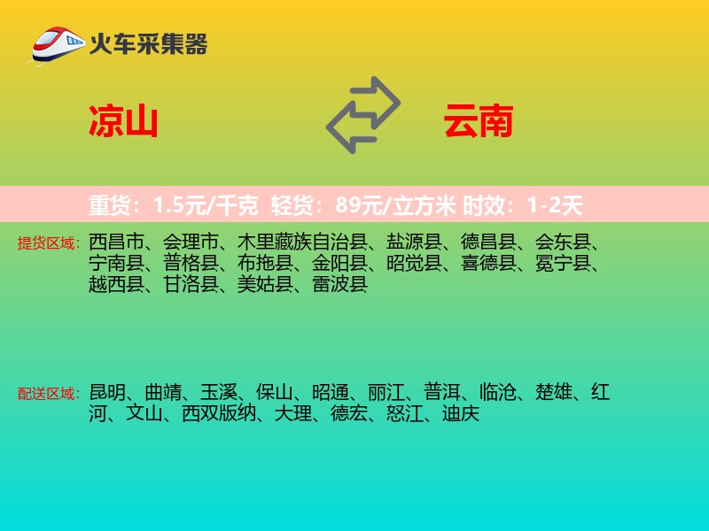 凉山到云南物流专线