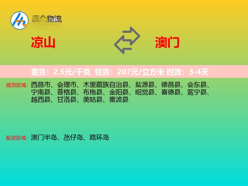 凉山到澳门长途搬家
