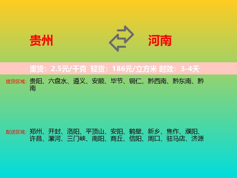 贵州到河南长途搬家
