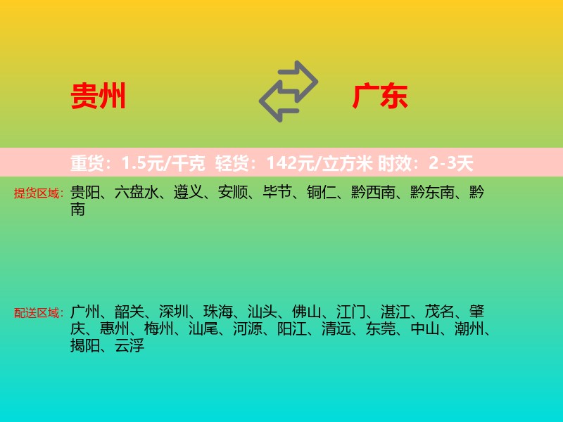 贵州到广东长途搬家