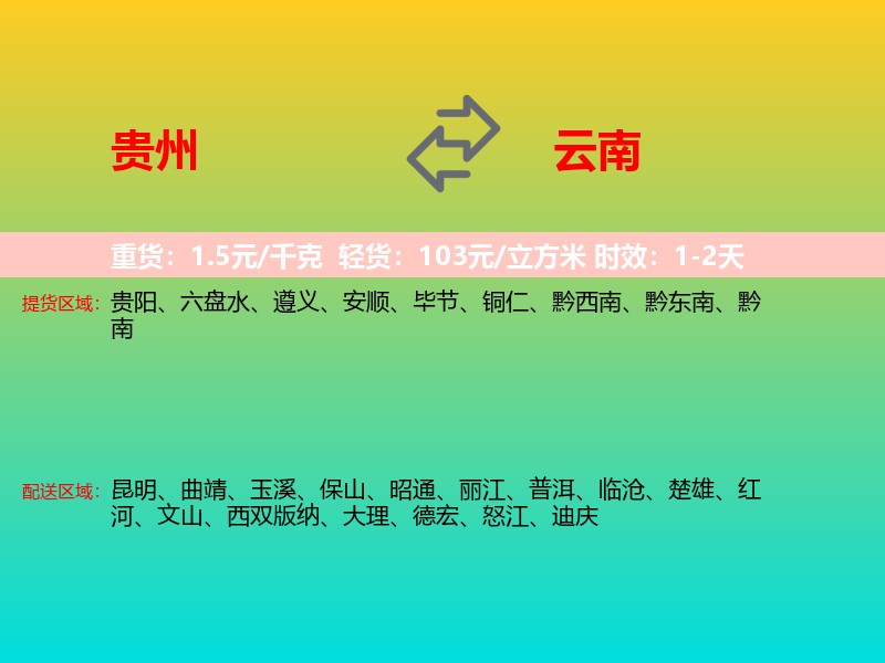 贵州到云南长途搬家