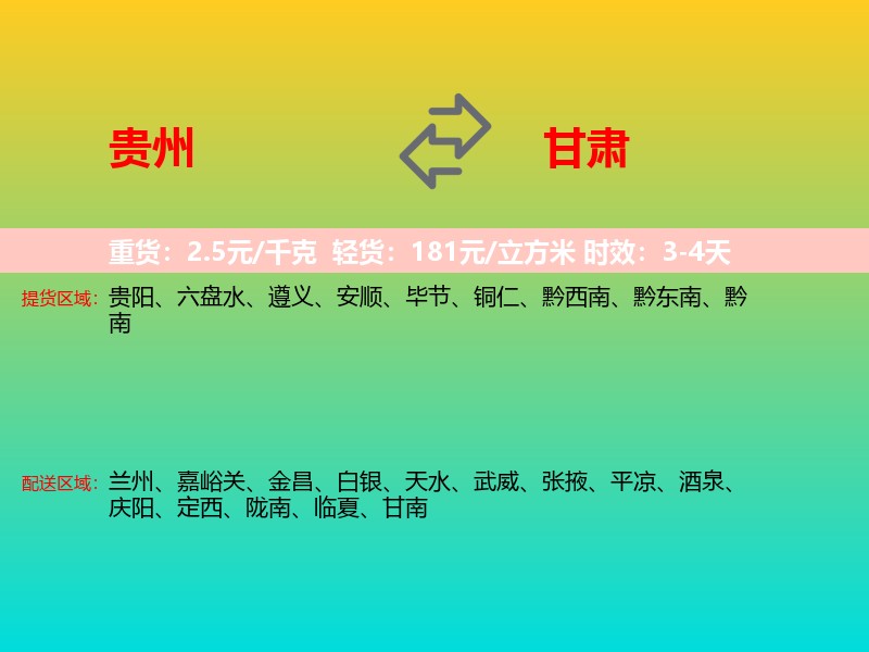 贵州到甘肃长途搬家