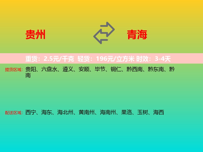 贵州到青海长途搬家