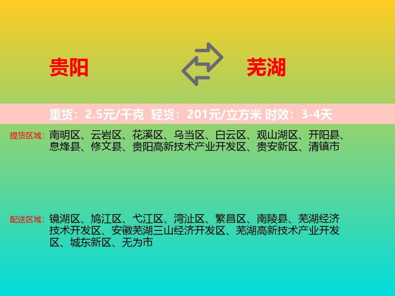 贵阳到芜湖物流专线价格时效