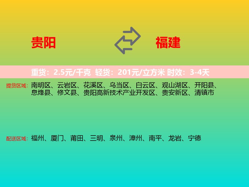 贵阳到福建长途搬家