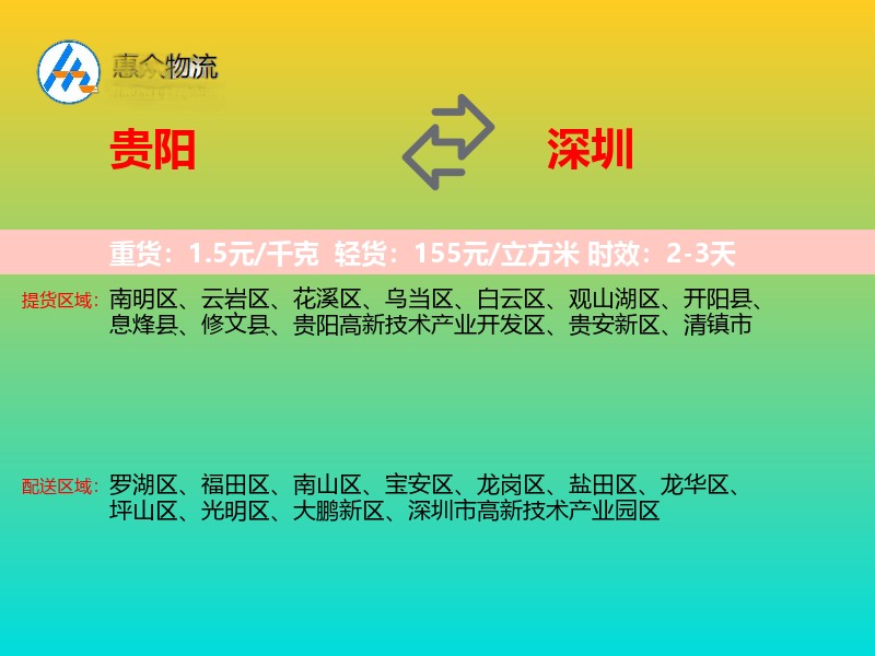 贵阳到深圳物流专线价格时效