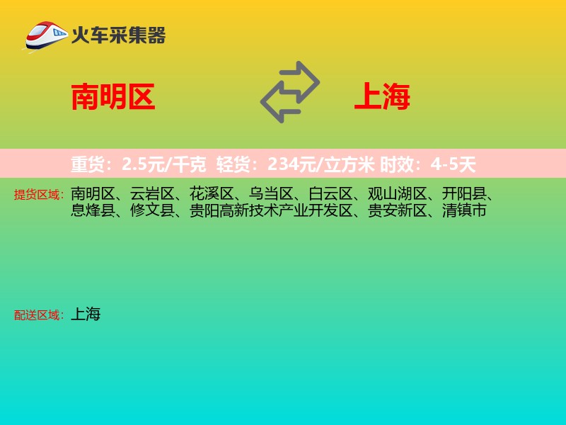 南明区到上海长途搬家