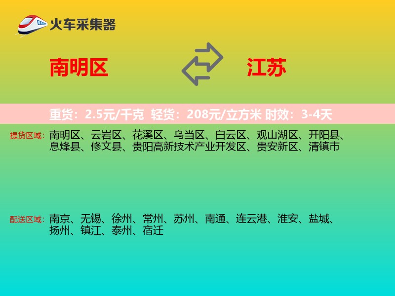 南明区到江苏物流专线