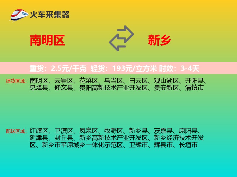 南明区到新乡物流专线