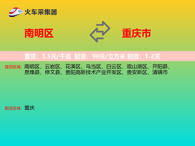 南明区到重庆市物流专线