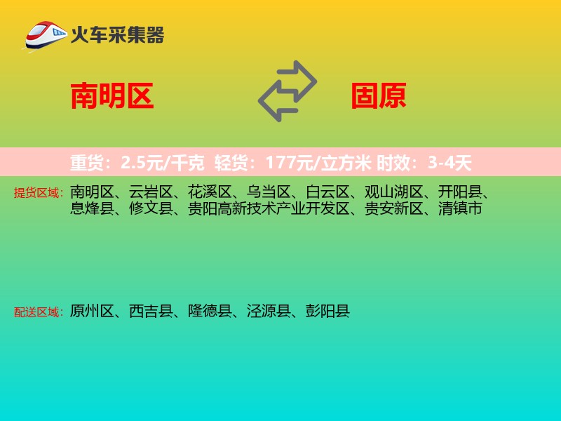 南明区到固原物流专线