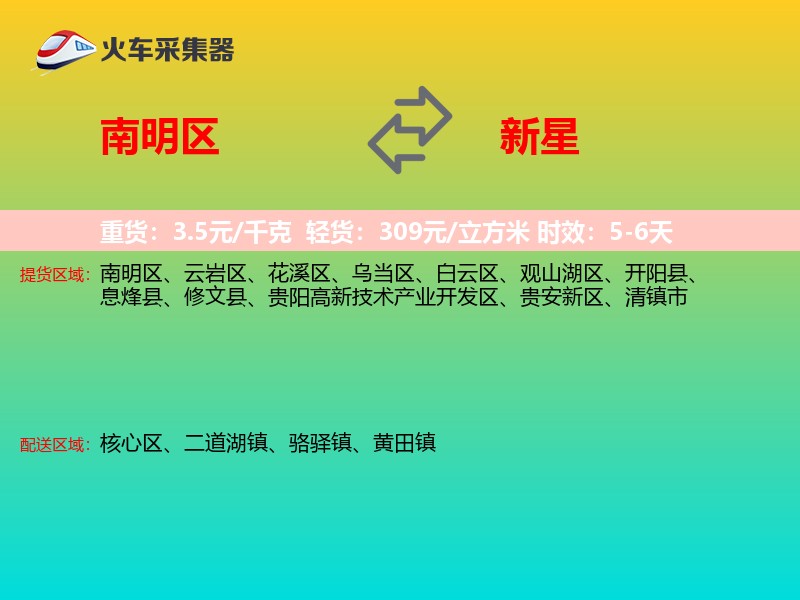 南明区到新星物流专线