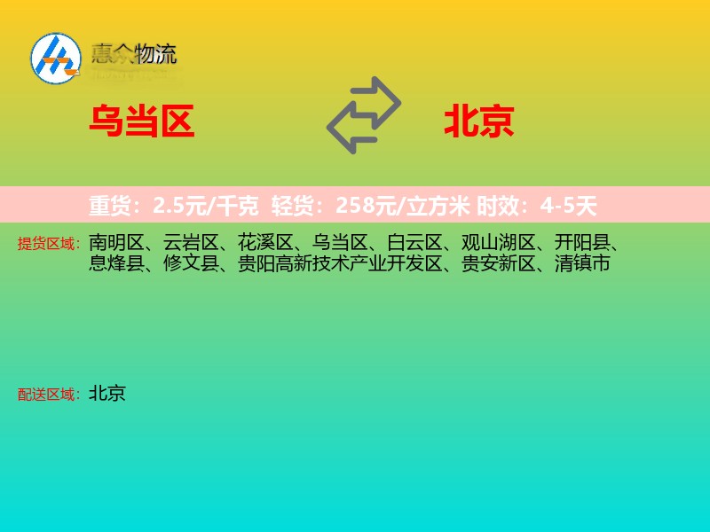 乌当区到北京长途搬家