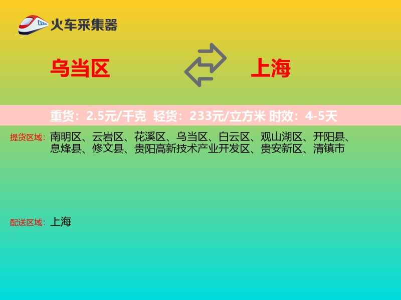 乌当区到上海物流专线