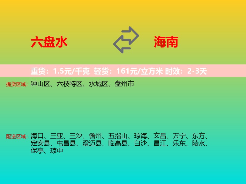 六盘水到海南长途搬家