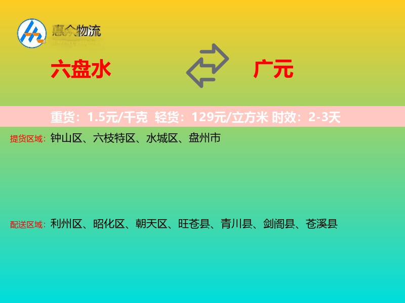 六盘水到广元物流专线