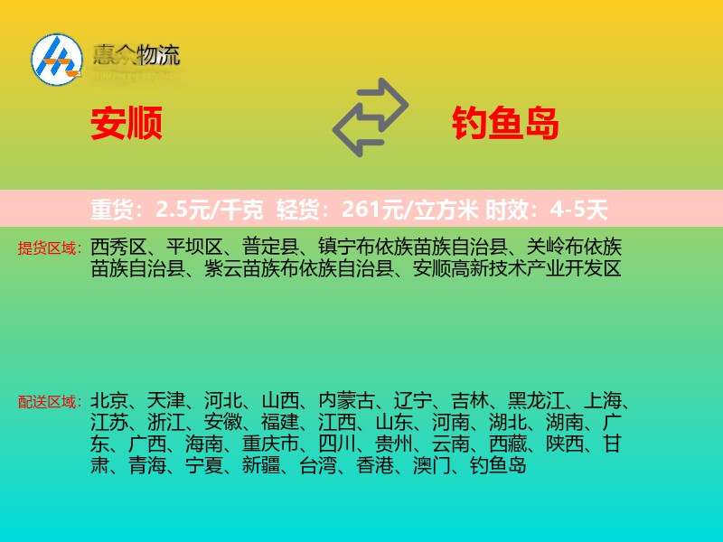 安顺到钓鱼岛轿车托运