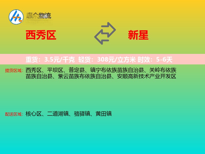 西秀区到新星物流专线
