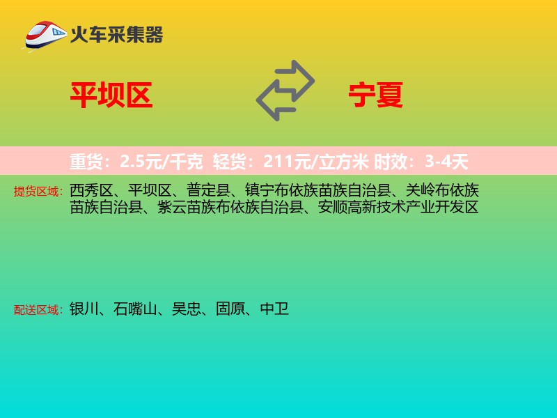 平坝区到宁夏轿车托运