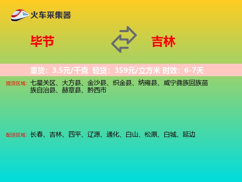 毕节到吉林物流专线