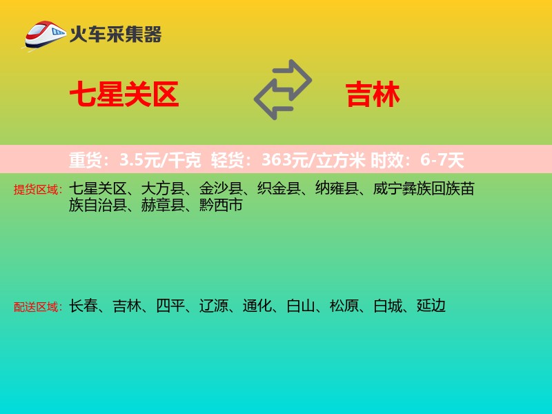 七星关区到吉林物流专线