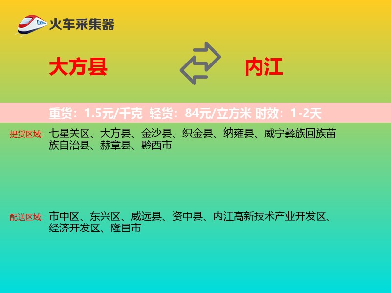 大方县到内江物流专线